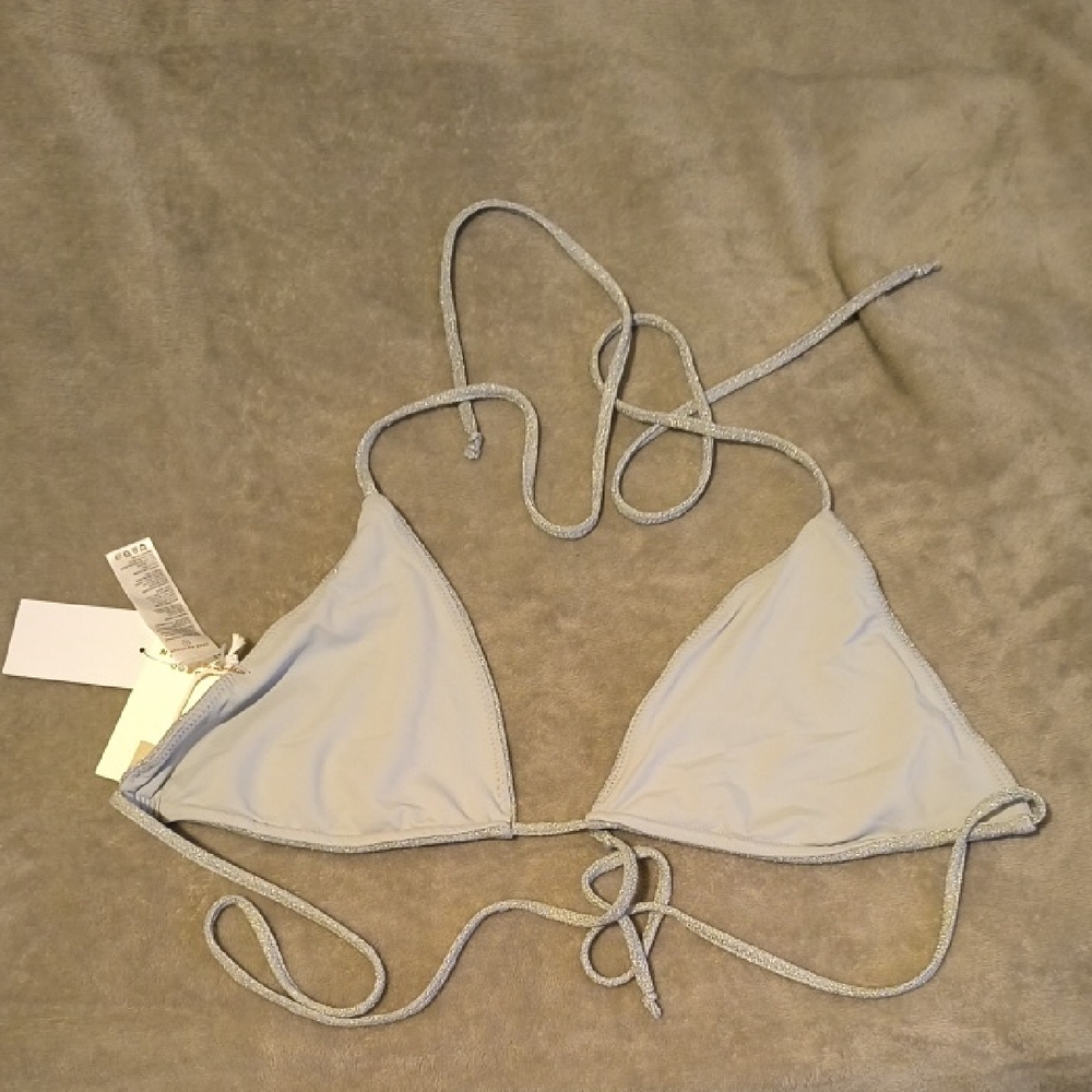 NWT Good American | Shimmering Silver Triangle Bra - Picture 3 of 4